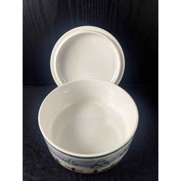 Mikasa Christmas Country Sleigh Ride Lidded Porcelain Lidded Dish Box Collectibl - Picture 6 of 7